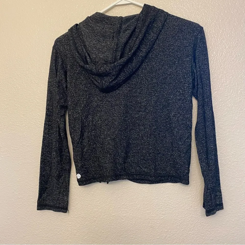 Zella girls black lightweight hoodie top stretch knit long sleeve M 8/10